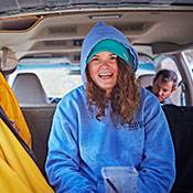 a person sitting in a car